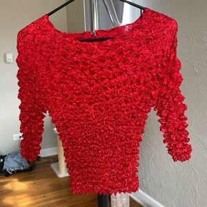 Vibrant Red Textured Top